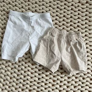 Girls size 4-5 set of two layering shorts white and tan